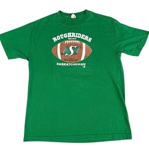 Vintage Y2K Saskatchewan Roughriders CFL Football Men's T-Shirt Green Large